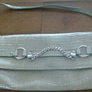Light green clutch purse -w/strap - one inside zipper - never used